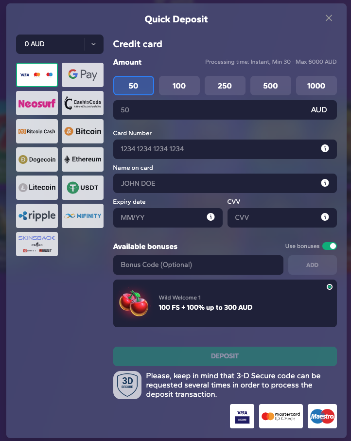Wild Tornado Casino Banking Options