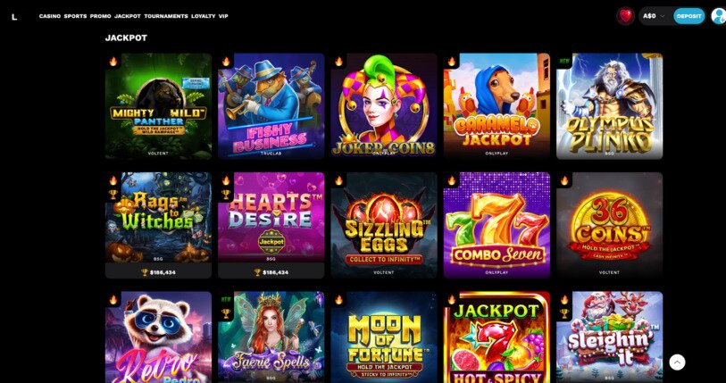 LevelUp Casino Jackpot Games