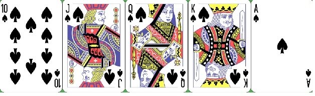 How to play online poker in Australia - royal flush hand A, K, Q, J, 10 of spades