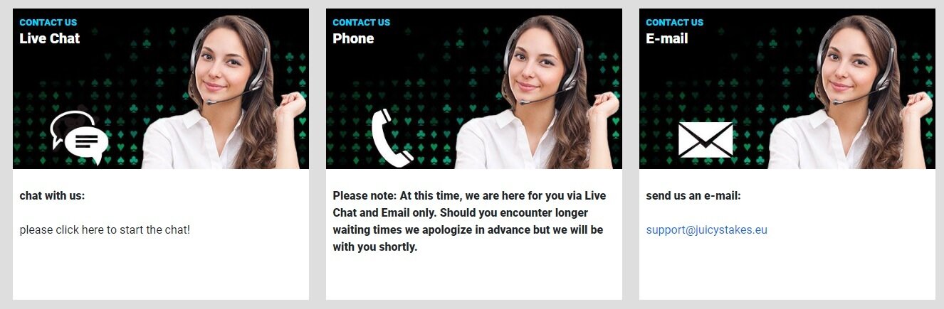 customer care at Juicy Stakes