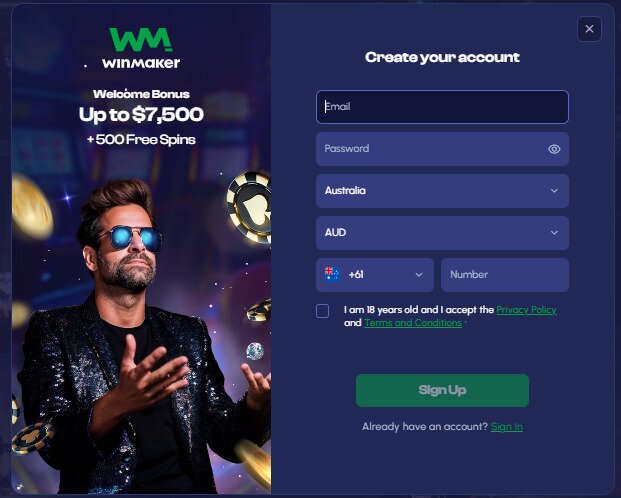 winmaker casino account