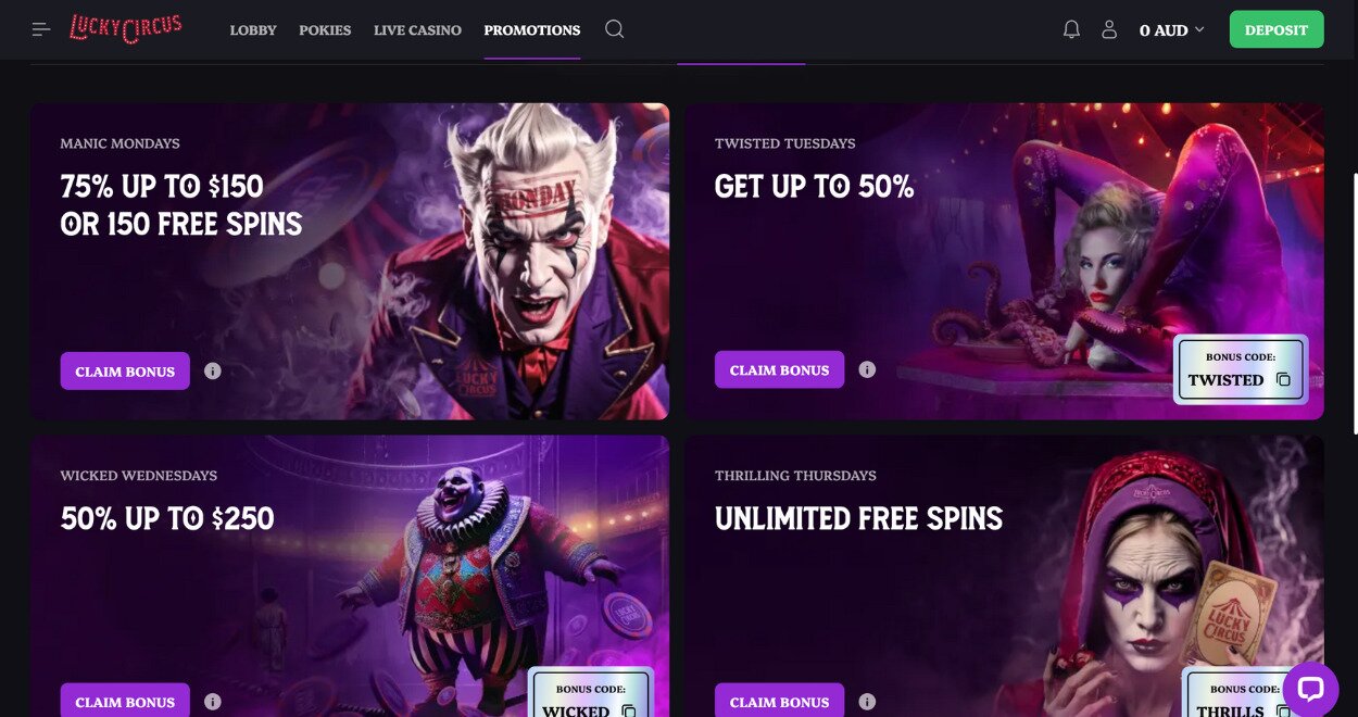 Lucky Circus Casino Promotions