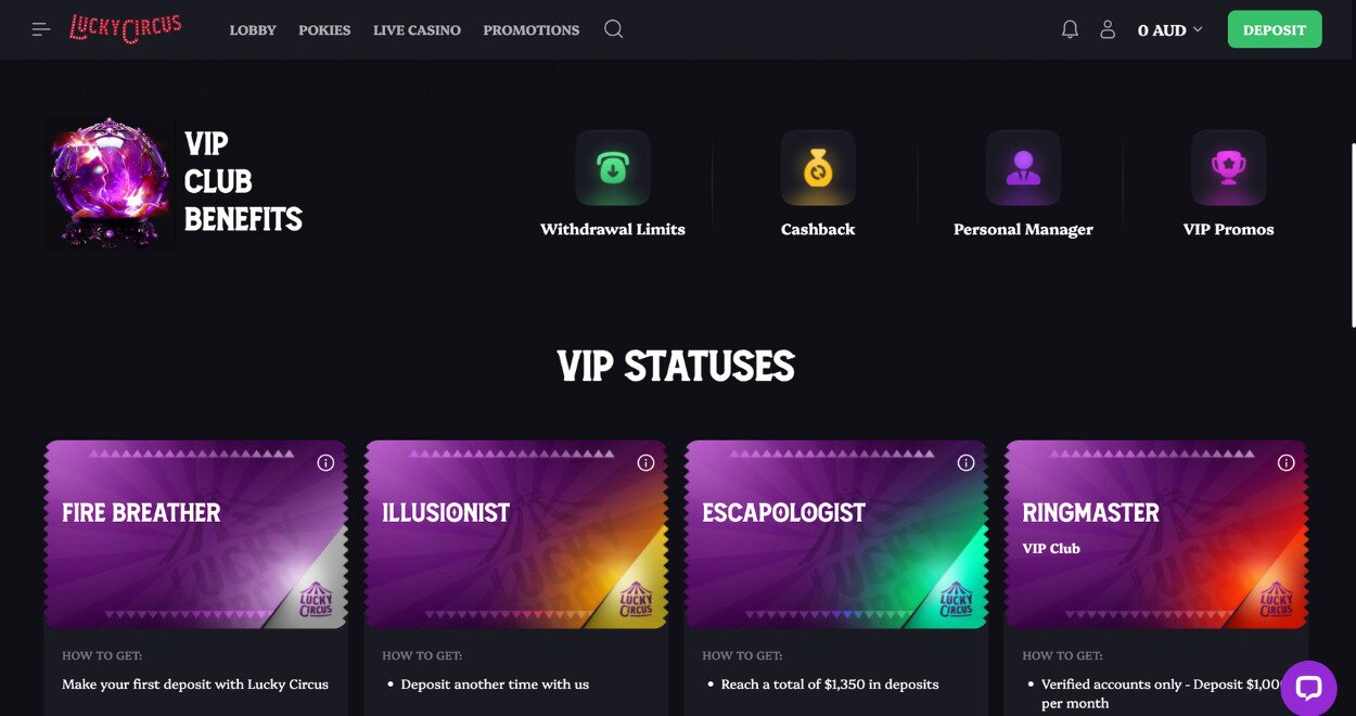 Lucky Circus Casino VIP Program