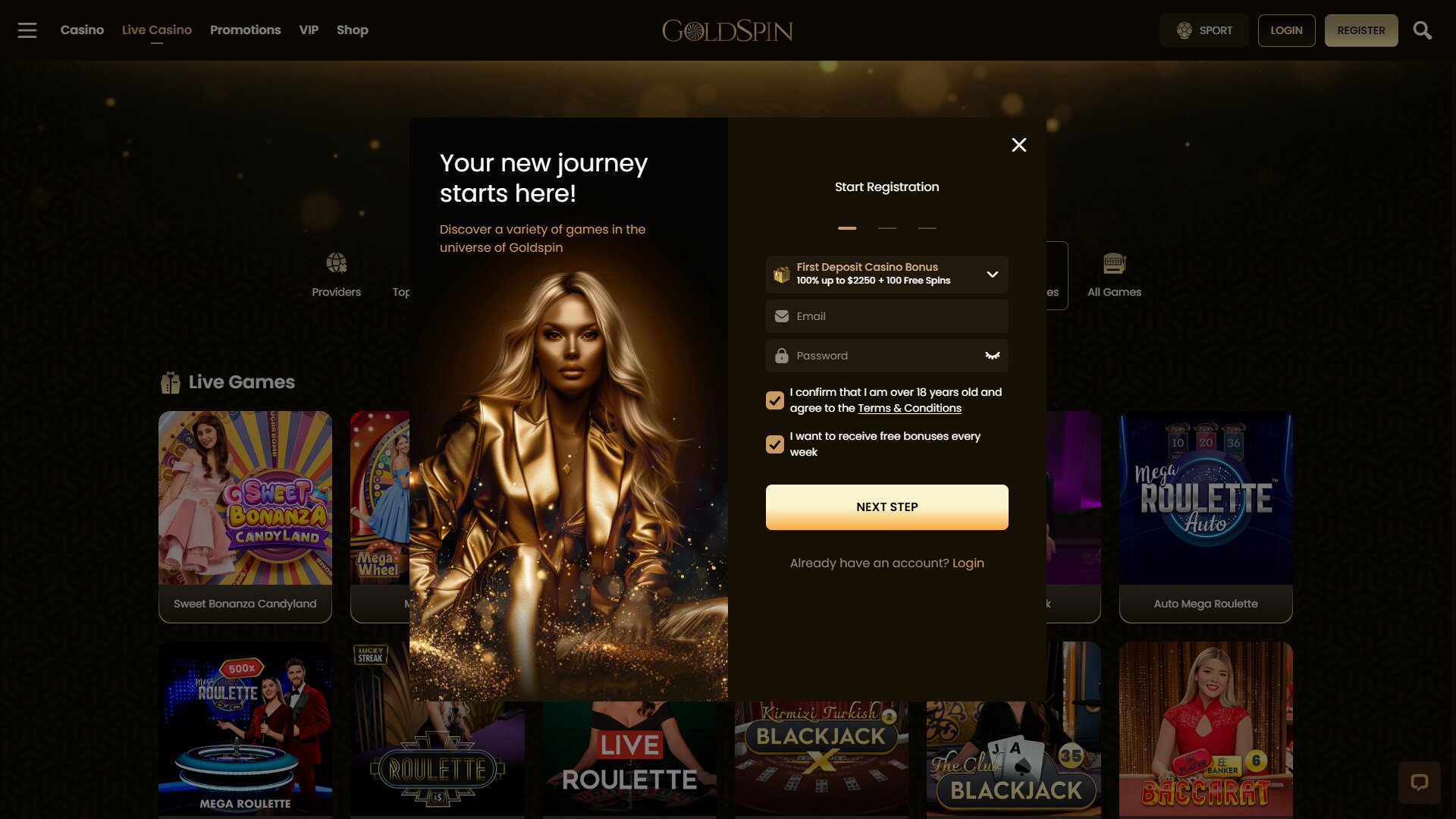 GoldSpin Casino Registration
