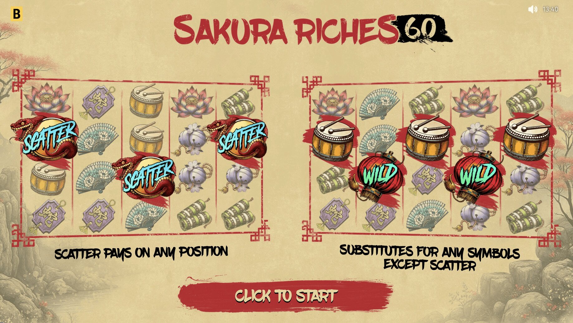 Sakura Riches 60 - Scatter Paytable