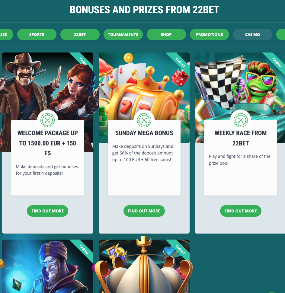 22Bet Bonuses