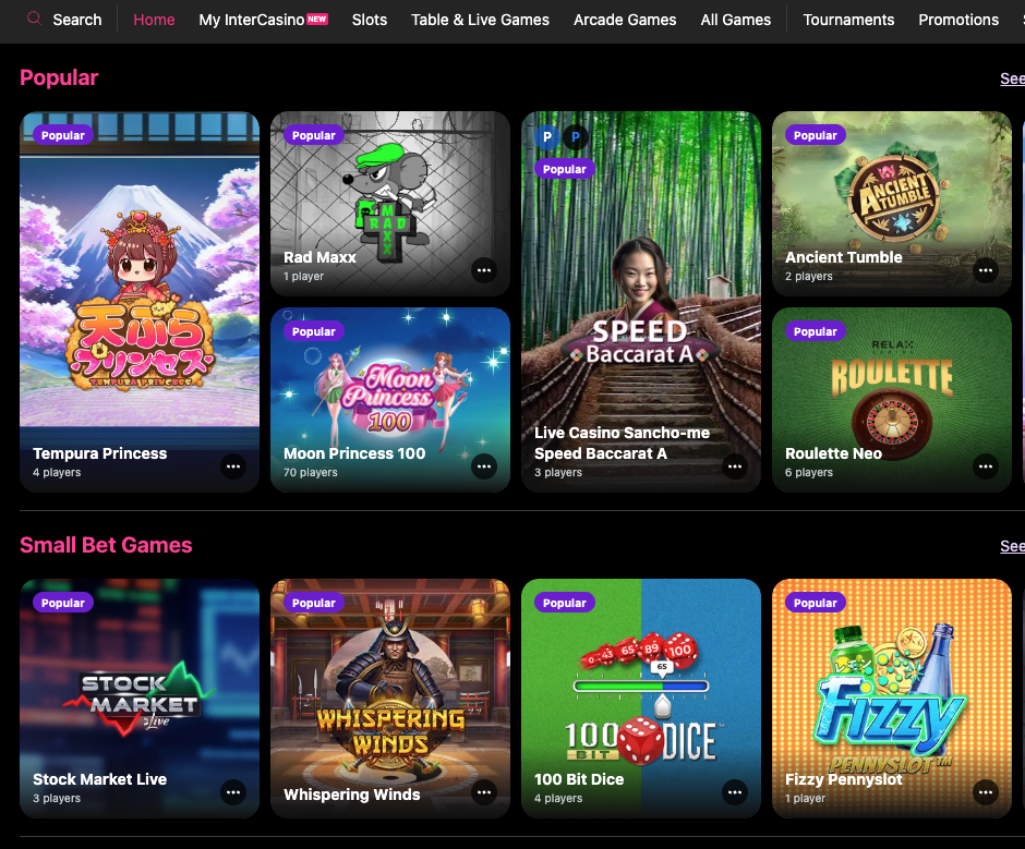 Intercasino Games