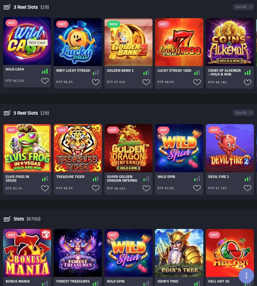 mBit Casino Games