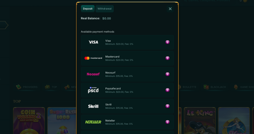 7Signs Casino Wallet Section