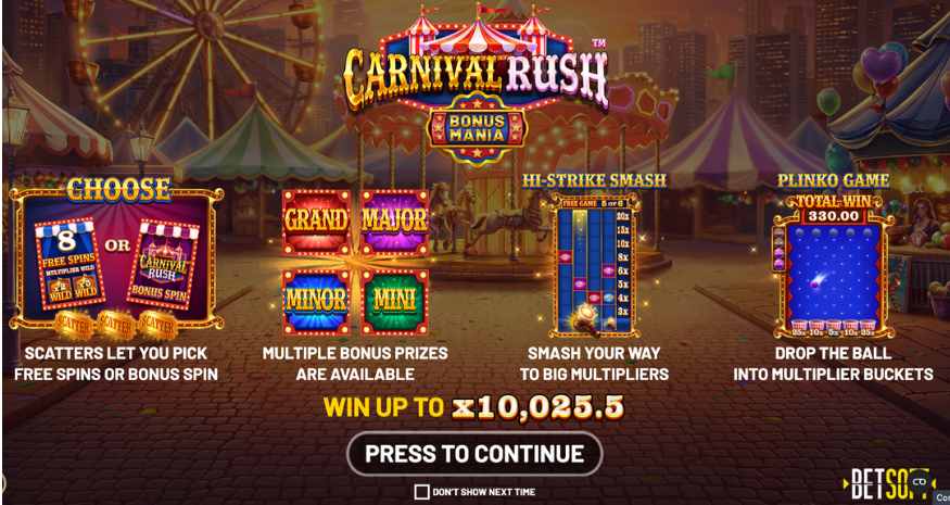 Carnival Rush Bonus Features
