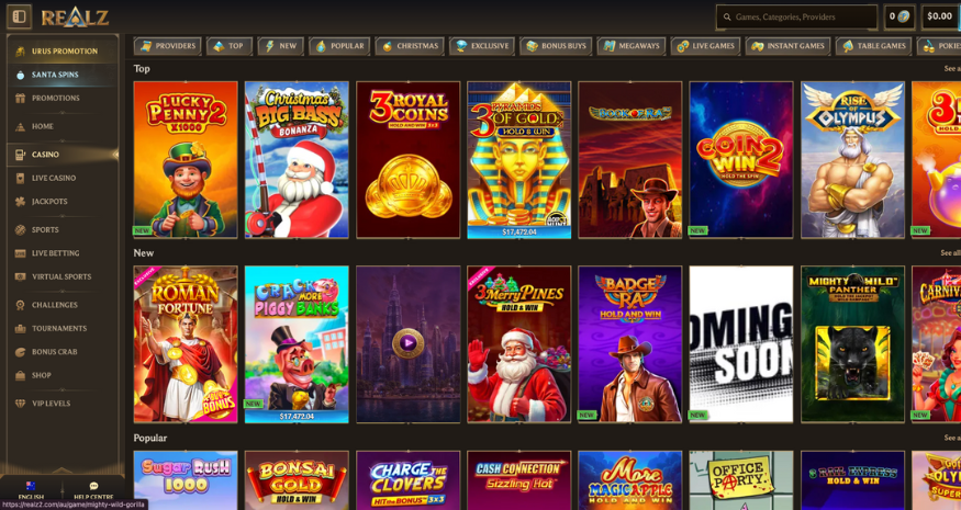 Realz Casino Game Library