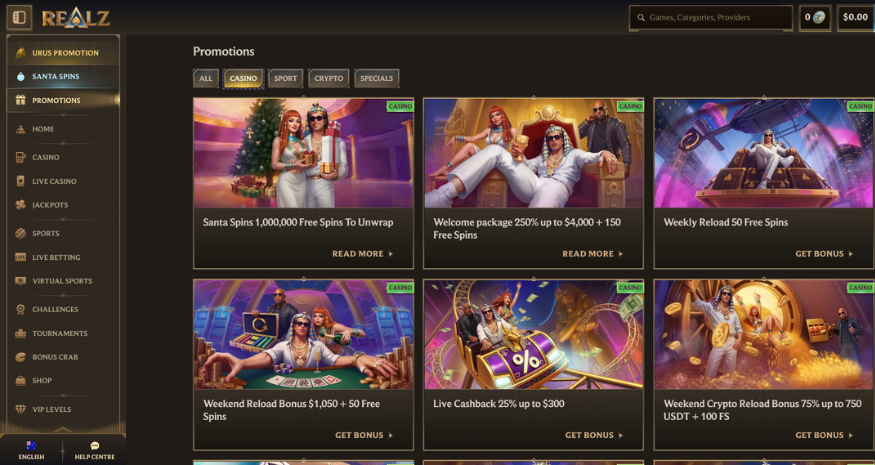Realz Casino Promotions